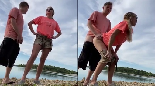 Outdoor Amateur Porn – Blonde Slut Gets Fucked Standing by The River