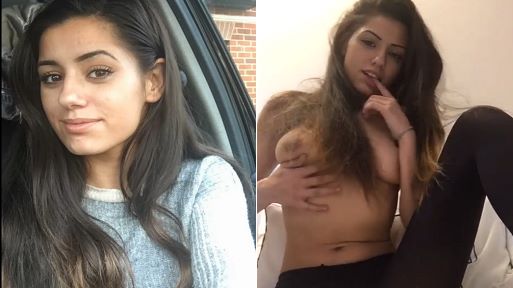 Horny Topless Girl in Stockings Rubbing Her Pussy