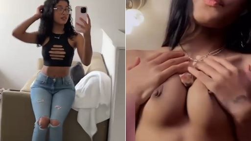 Leaked Nude Video – Cute Ex GF With Glasses Showing Boobs