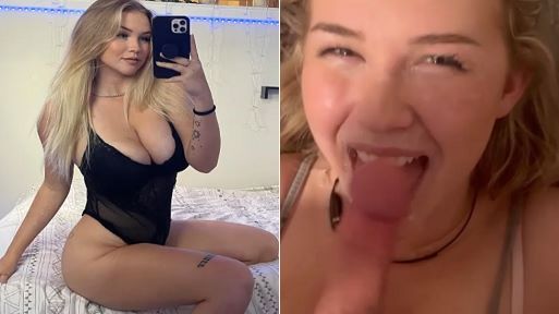 Bitch with Natural Big Tits in Bra – Amateur Blowjob Porn