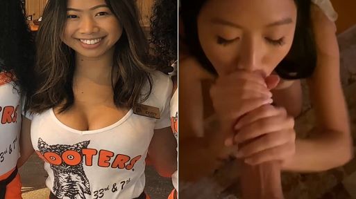 Leaked Asian Hooters Waitress – Two Handed Grip Blowjob
