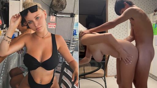 Amateur Standing Porn Video of Some Hot Big Boobed Blonde Babe