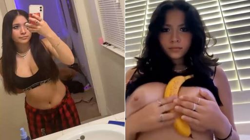 Snapchat Nude Brunette Slut with a Banana