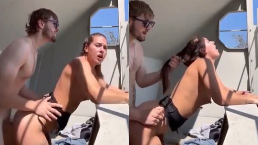 Bad Bitch with Ponytail Hair Gets Clapped Standing in The Balcony – Amateur Porn