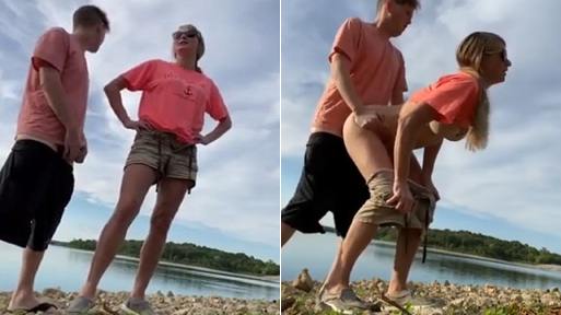 Slut Get Fucked Outdoors by The River